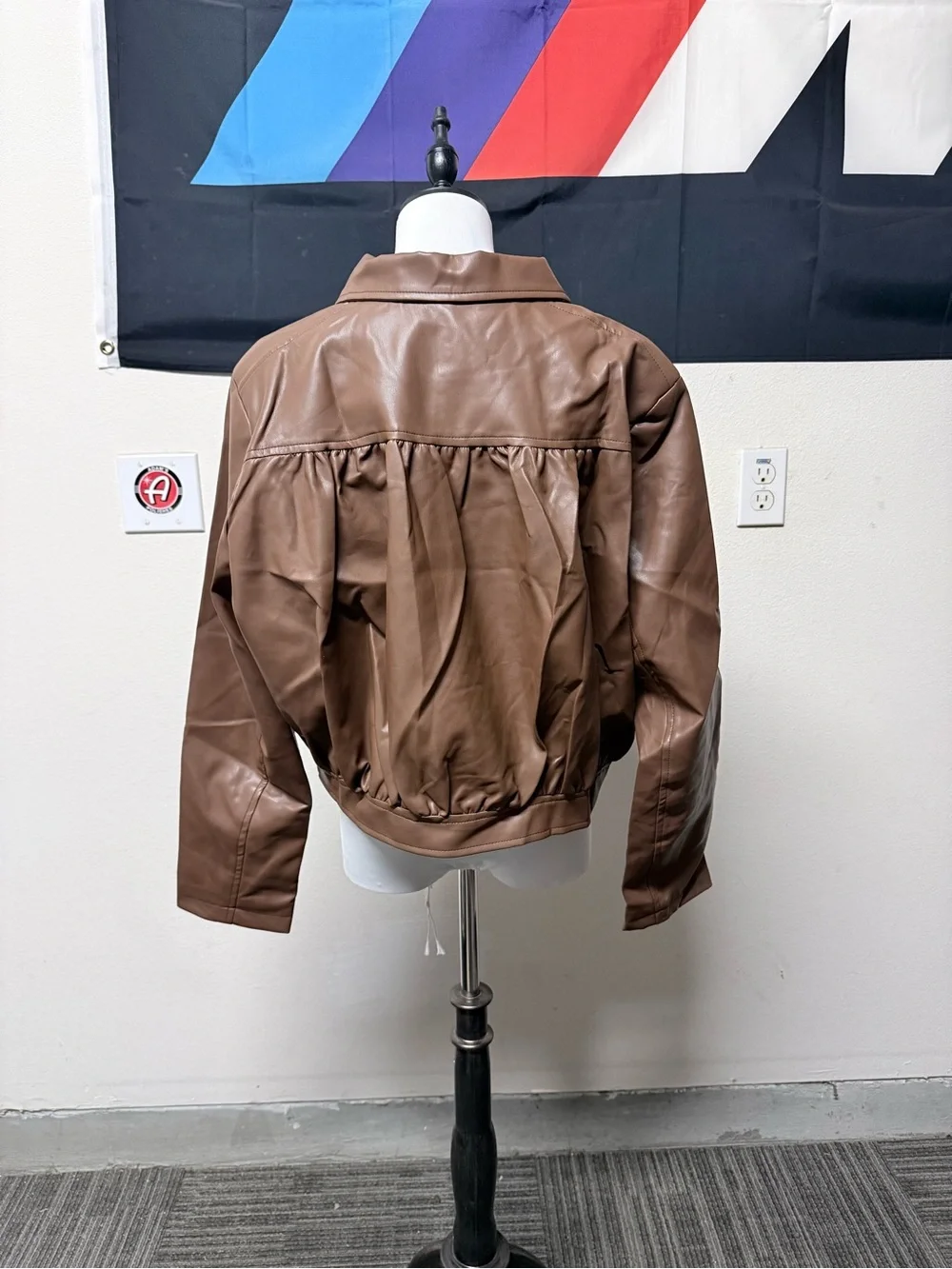 Women’s Brown Faux Leather Button-Up Jacket